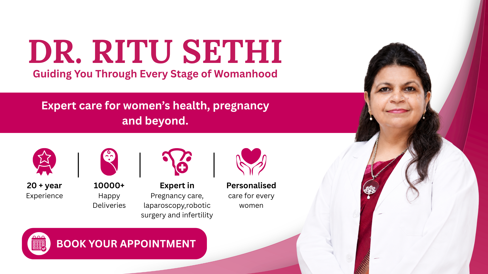 Dr. Ritu Sethi Speciality Interest · High-risk pregnancies · Laparoscopic gynecological surgeries · Infertility · Reproductive endocrinology